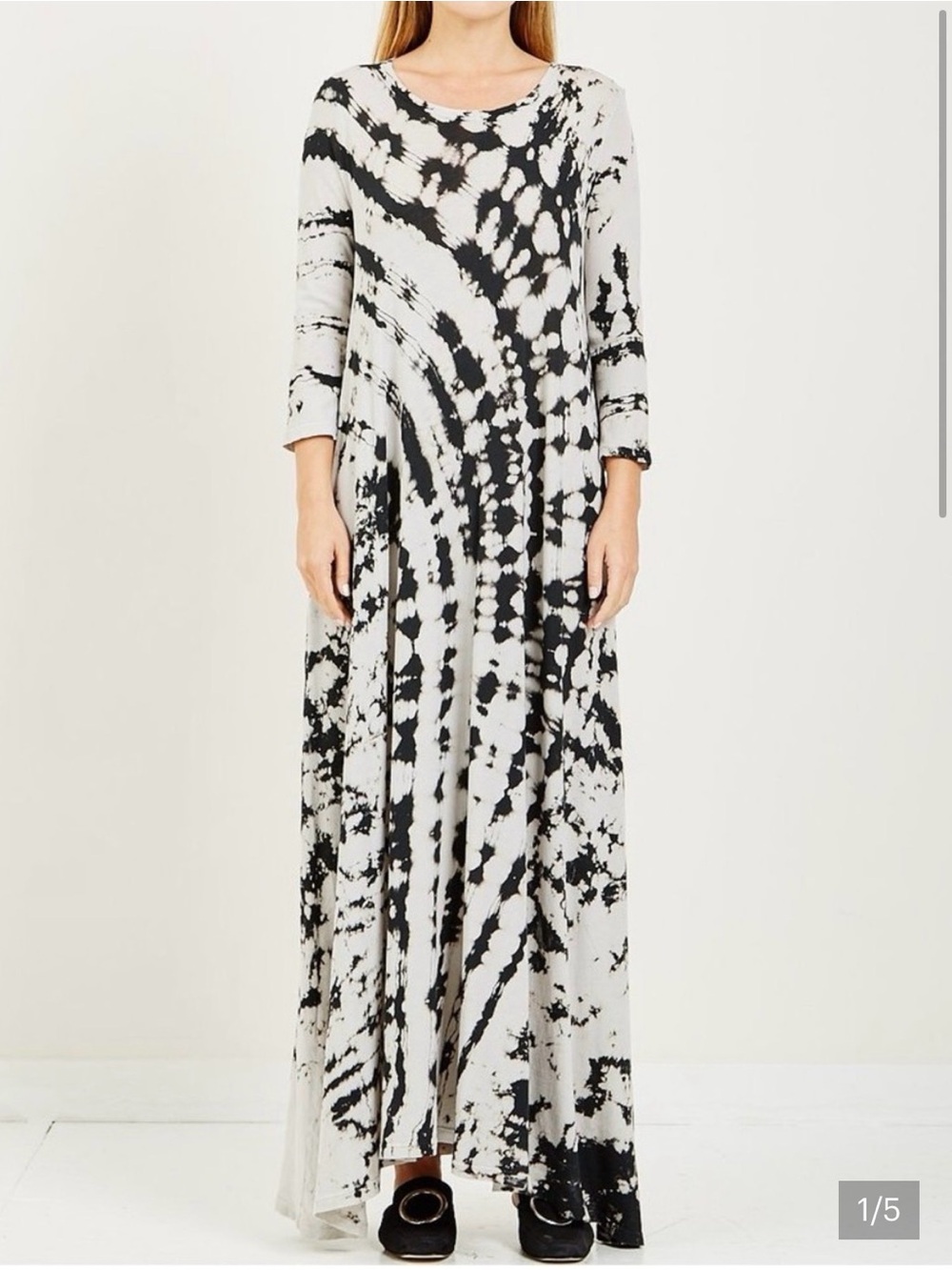 Raquel Allegra Black & White Tie-Dye Maxi Dress